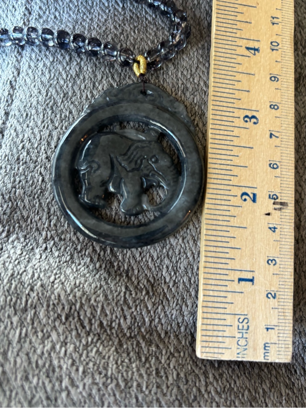 Handcrafted Wuji Jadeite Elephant Pendant Necklace - Picture 11 of 13